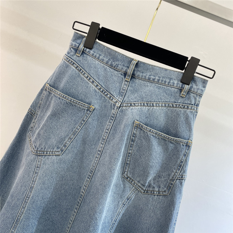 Chloé magnolia hollow embroidered denim skirt replica clothing