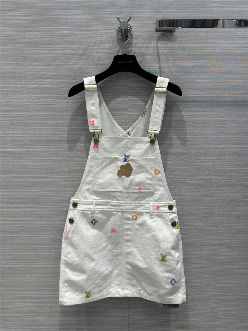louis vuitton LV white denim suspender skirt replica clothing