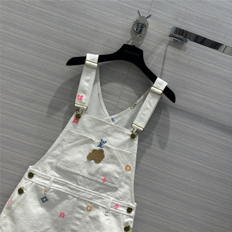 l0vis Vvtt0n lv white denim suspender skirt replica clothing
