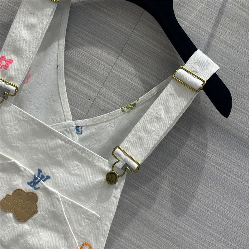 l0vis Vvtt0n lv white denim suspender skirt replica clothing