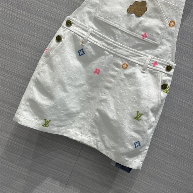 l0vis Vvtt0n lv white denim suspender skirt replica clothing