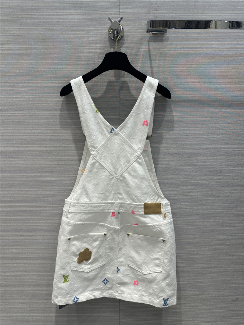 l0vis Vvtt0n lv white denim suspender skirt replica clothing