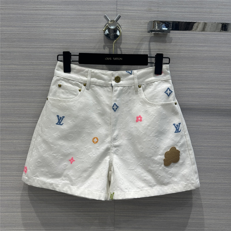 louis vuitton LV white denim shorts replicas clothes
