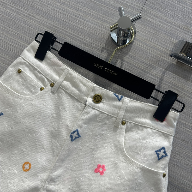 louis vuitton LV white denim shorts replicas clothes