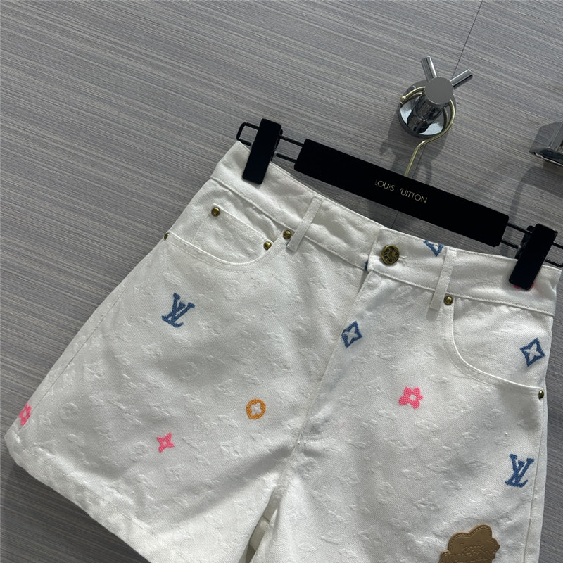 louis vuitton LV white denim shorts replicas clothes