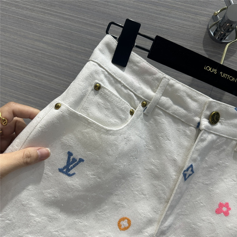louis vuitton LV white denim shorts replicas clothes