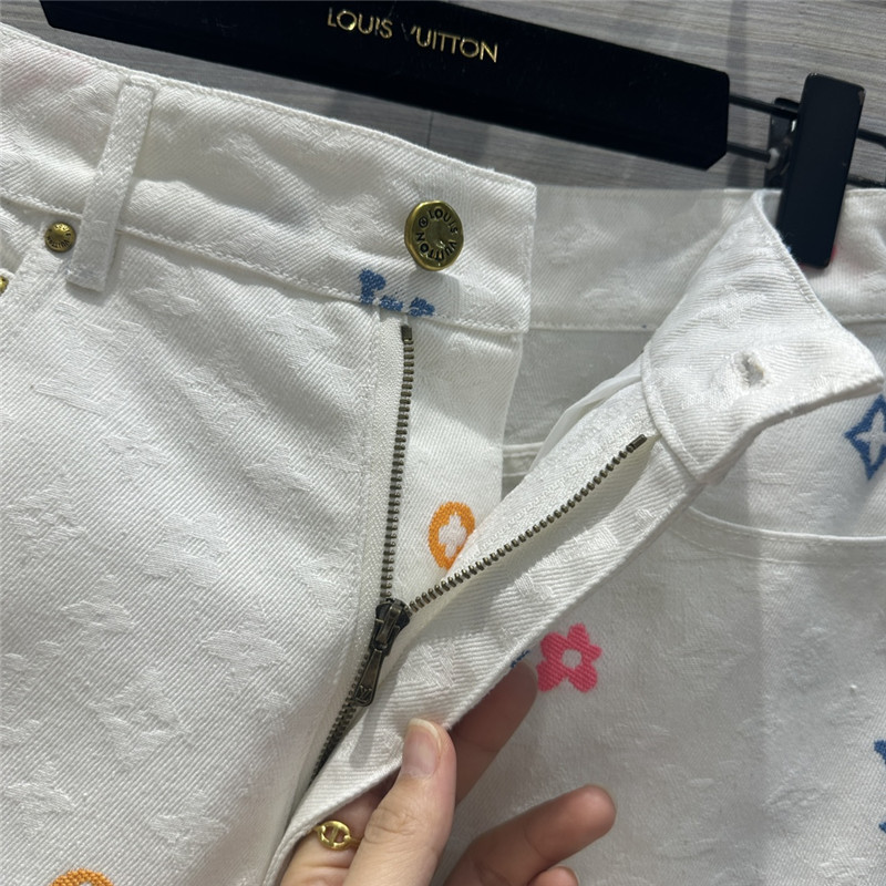 louis vuitton LV white denim shorts replicas clothes