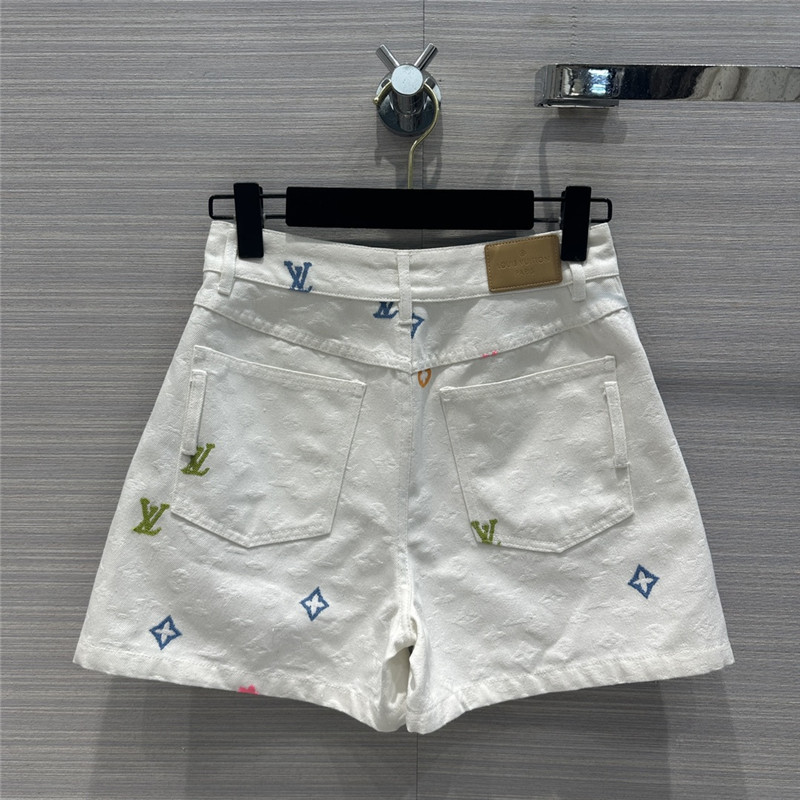 louis vuitton LV white denim shorts replicas clothes