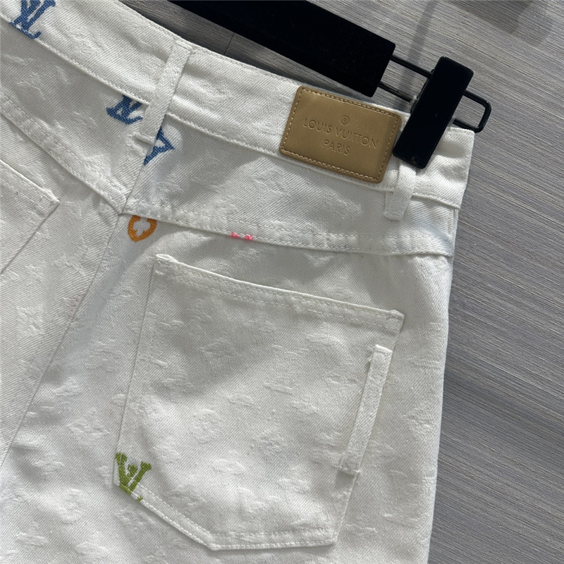 louis vuitton LV white denim shorts replicas clothes