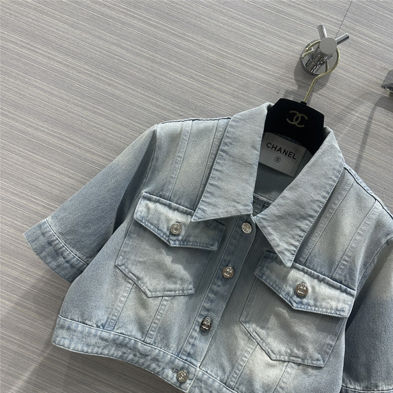 Ch**el denim short sleeve jacket replica clothing