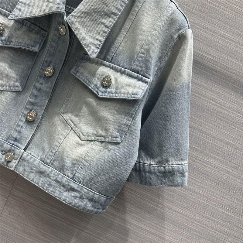 Ch**el denim short sleeve jacket replica clothing