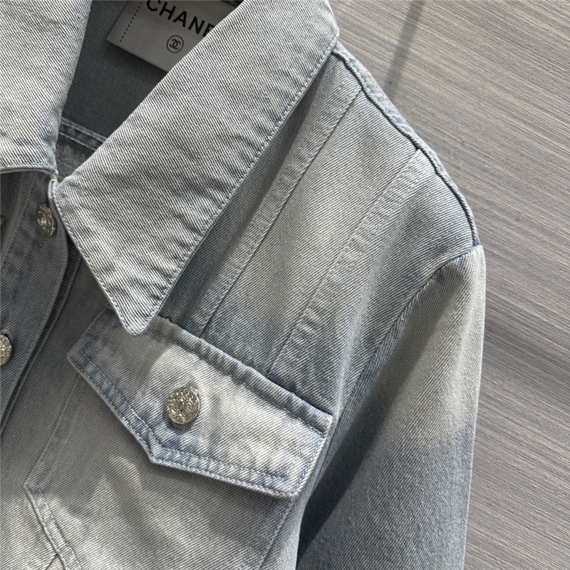 Ch**el denim short sleeve jacket replica clothing