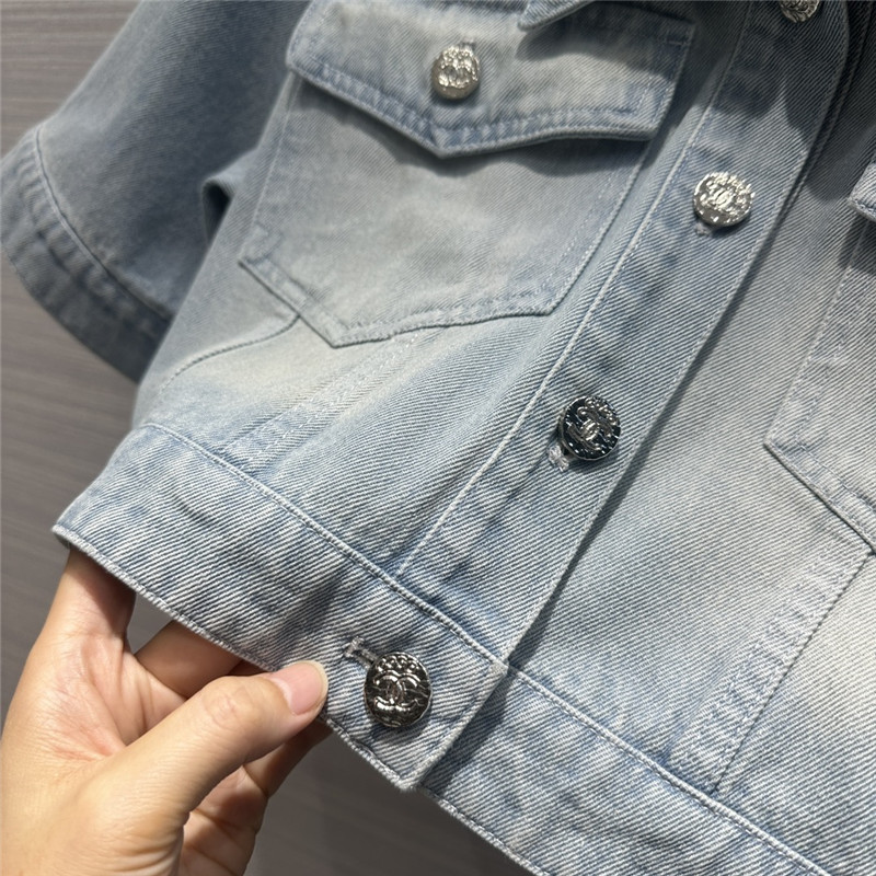 Ch**el denim short sleeve jacket replica clothing