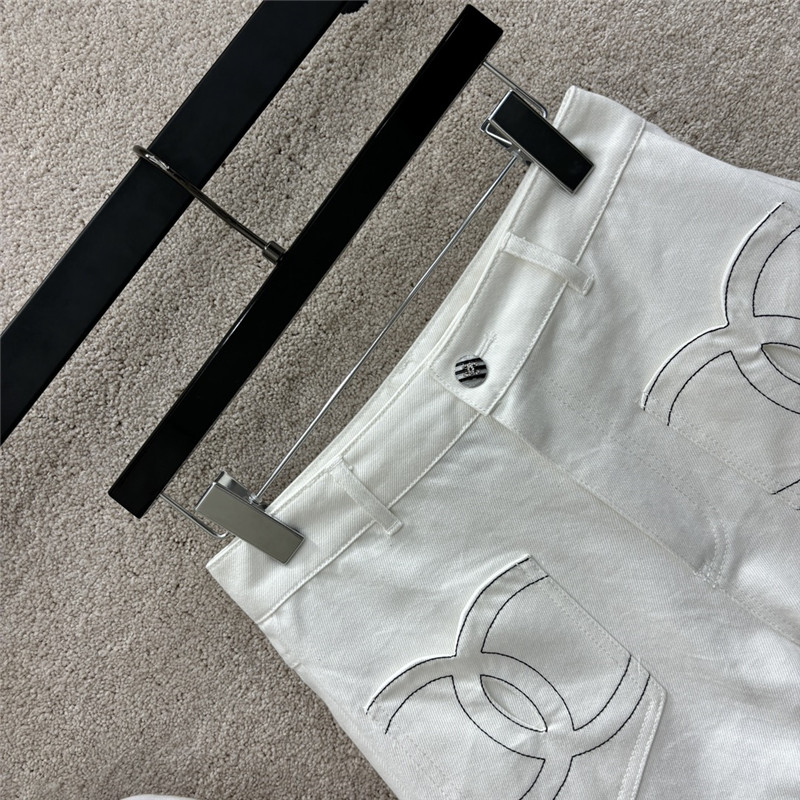 Ch**el round neck denim jacket + denim shorts replica clothes