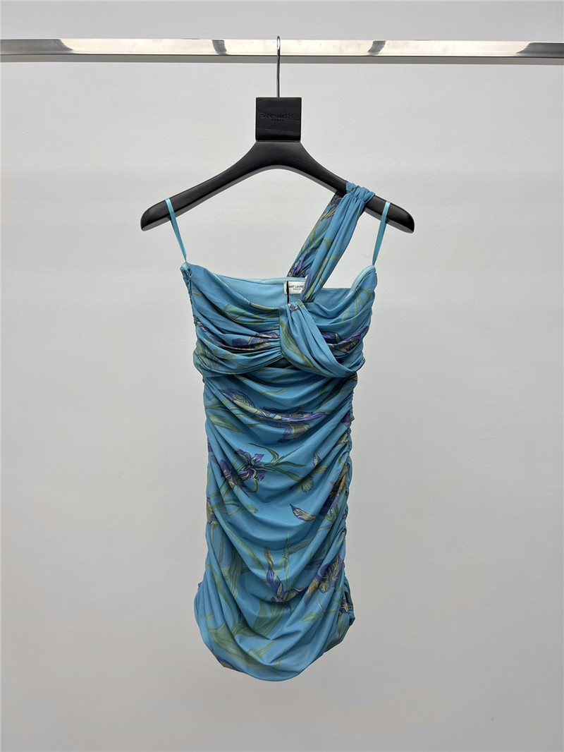 YSL blue iris dress replica designer clothes