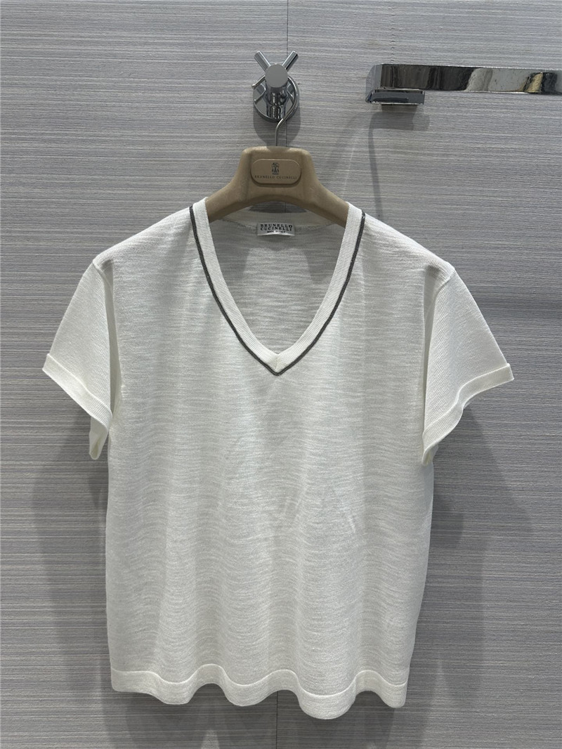 BC linen yarn V-neck top cheap replica designer clothes