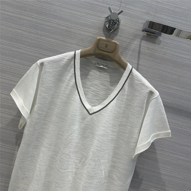 BC linen yarn V-neck top cheap replica designer clothes