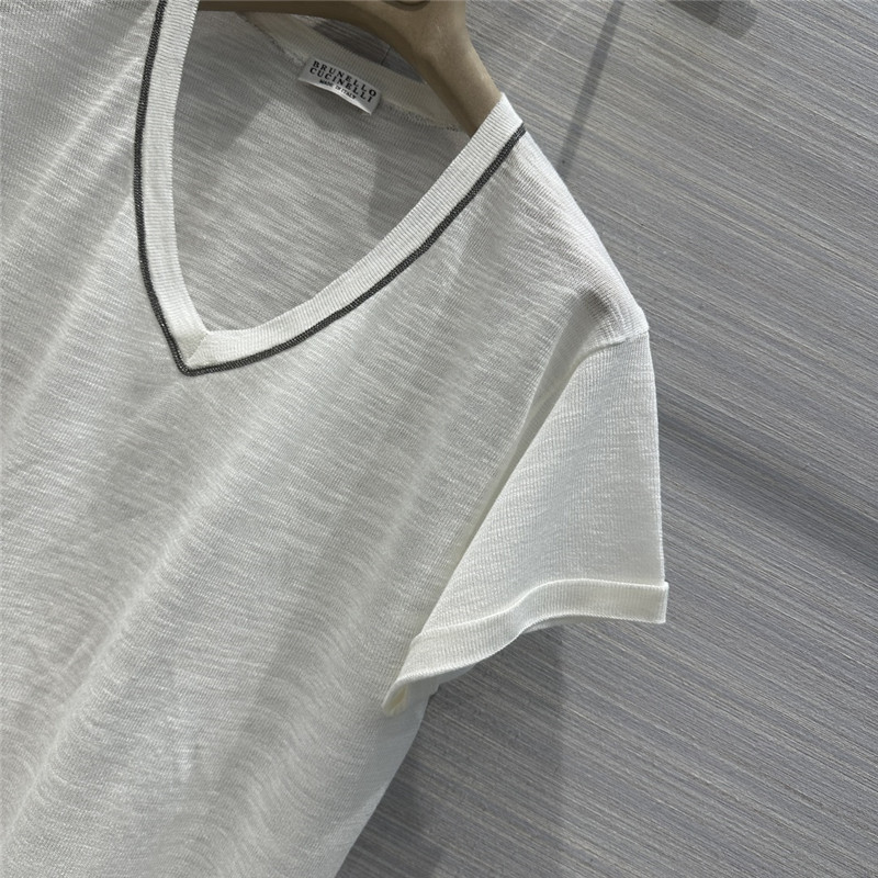 BC linen yarn V-neck top cheap replica designer clothes