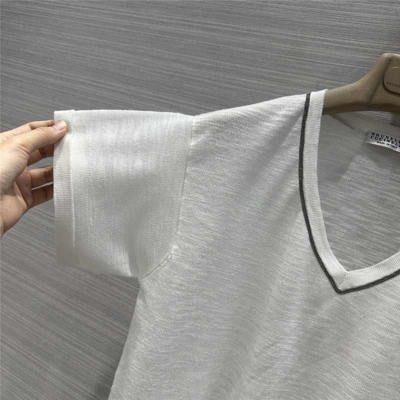 BC linen yarn V-neck top cheap replica designer clothes