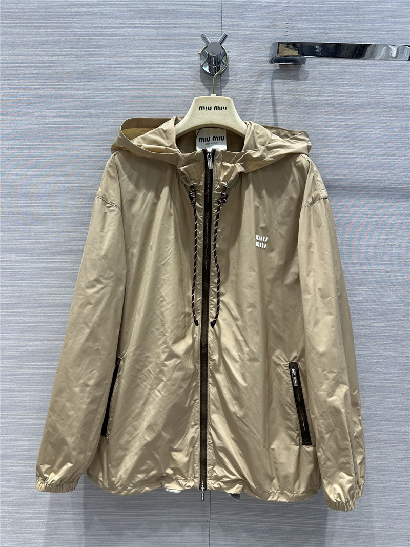 Miu Miu Logo Embroidered Technical Jacket