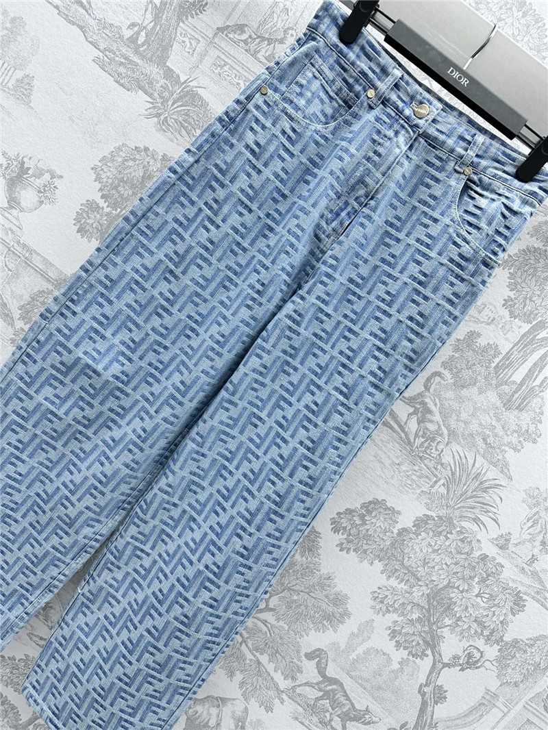 F**di jacquard denim trousers replica d&g clothing