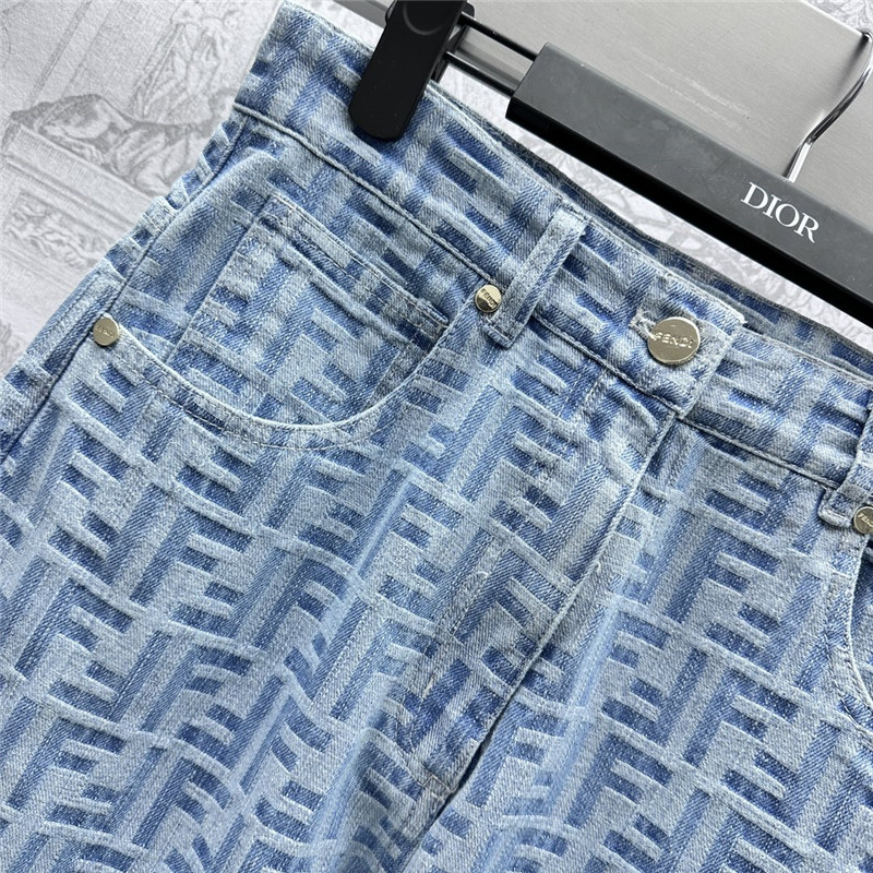 F**di jacquard denim trousers replica d&g clothing