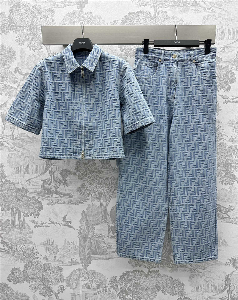 F**di jacquard denim trousers replica d&g clothing