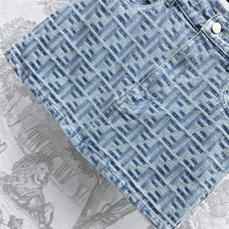 F**di jacquard denim skirt cheap replica designer clothes