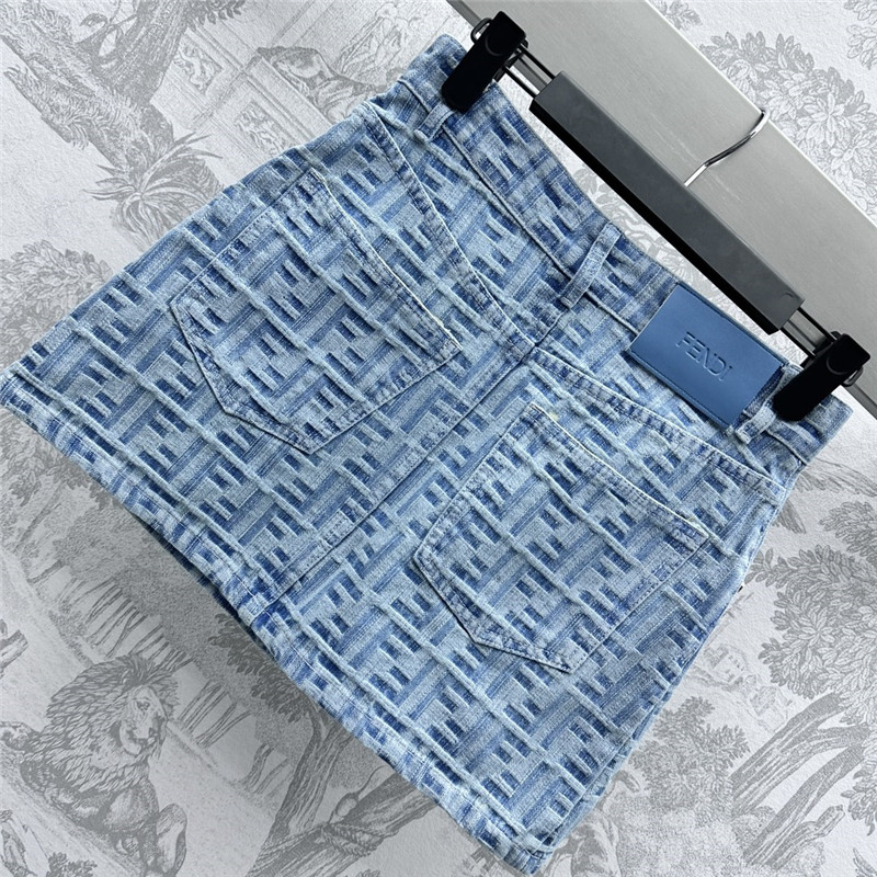 F**di jacquard denim skirt cheap replica designer clothes