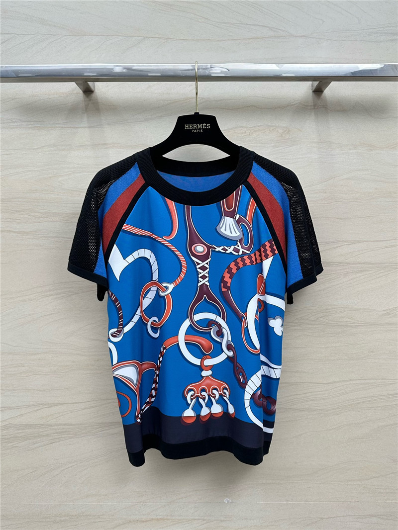 Hermes patterned patchwork knitted top replica d&g clothing