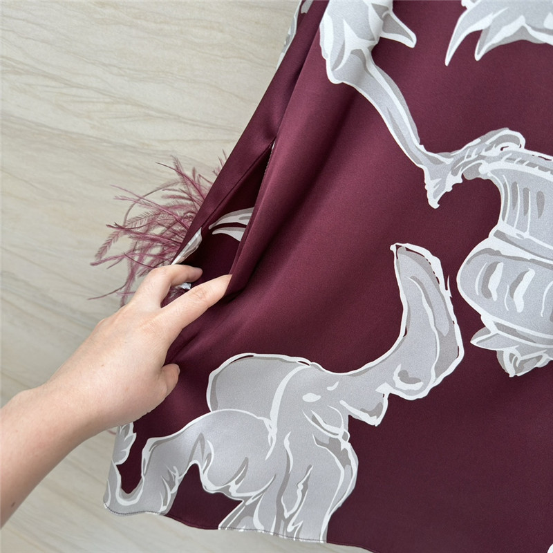 Va1e*ntin0 ostrich feather silk dress replica designer clothes