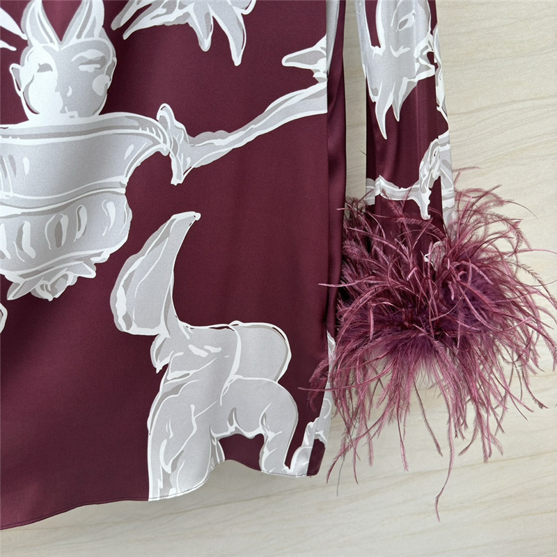 Va1e*ntin0 ostrich feather silk dress replica designer clothes