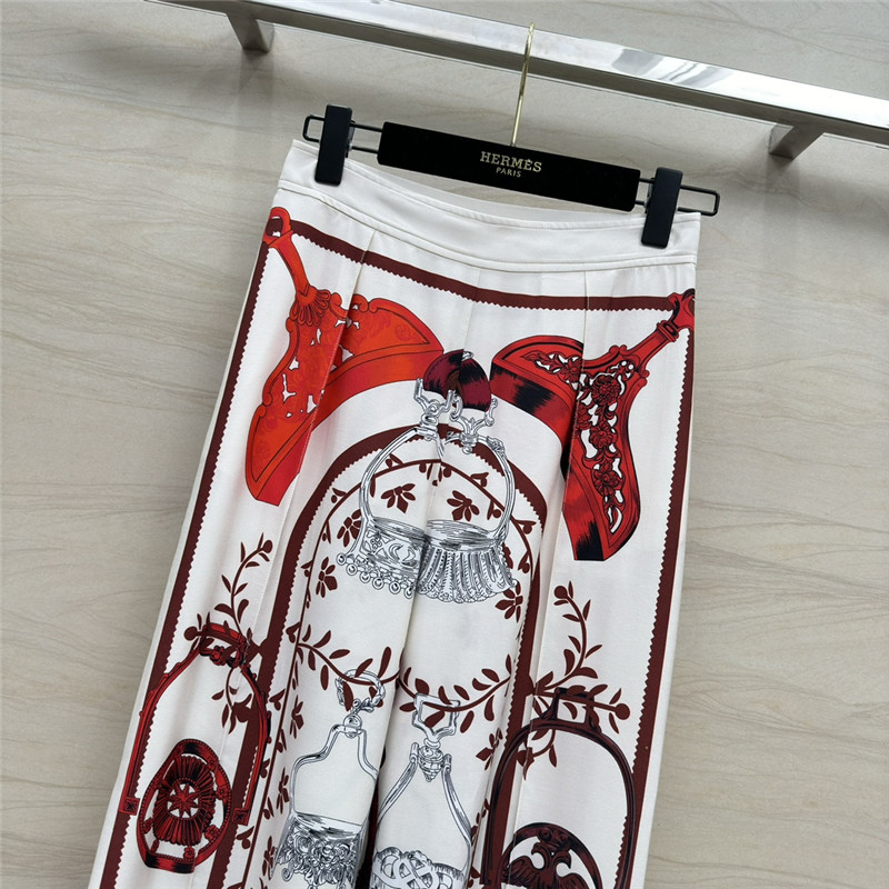 Hermes chain saddle print silk trousers replica clothes