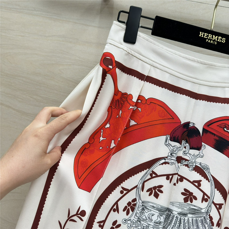 Hermes chain saddle print silk trousers replica clothes