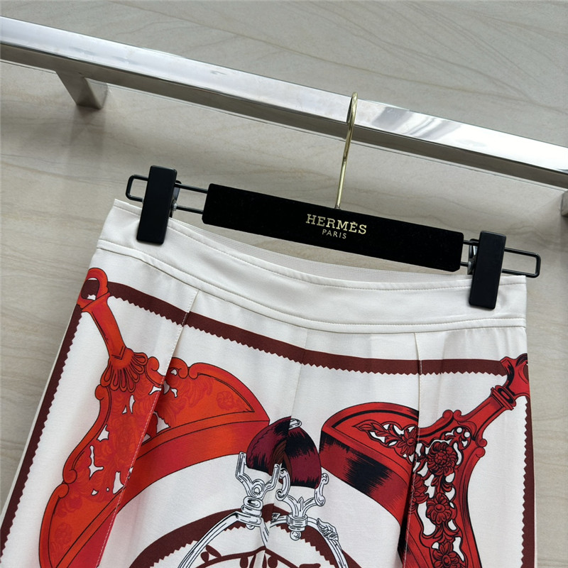 Hermes chain saddle print silk trousers replica clothes