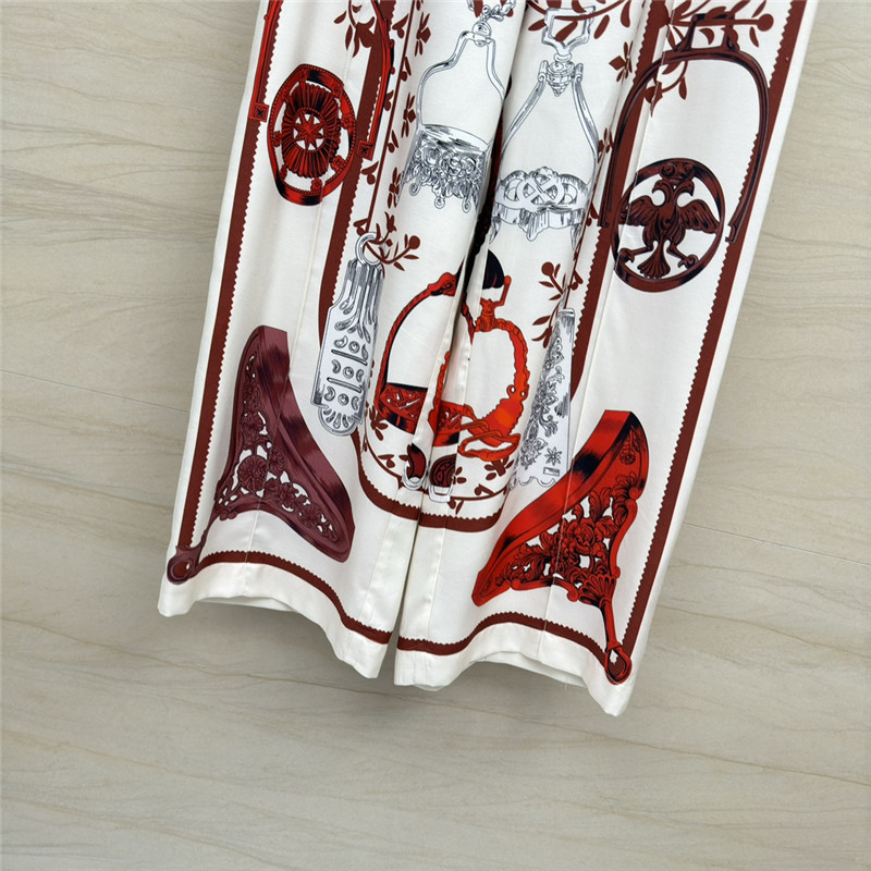 Hermes chain saddle print silk trousers replica clothes