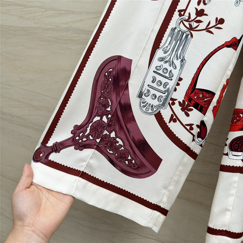 Hermes chain saddle print silk trousers replica clothes