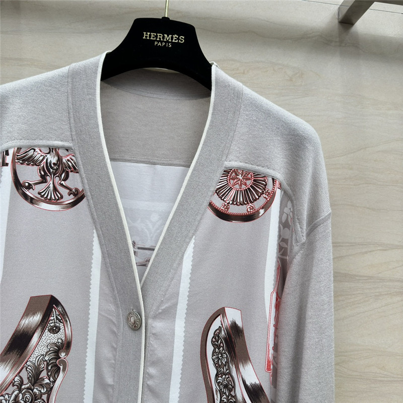 H**me5 grey patchwork silk cashmere cardigan