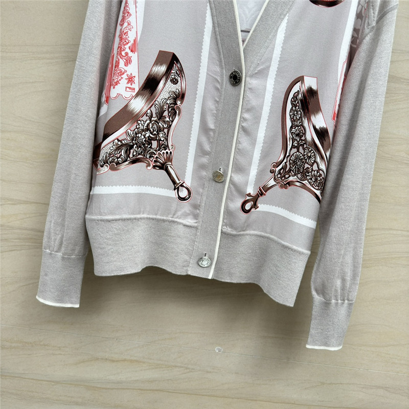 H**me5 grey patchwork silk cashmere cardigan