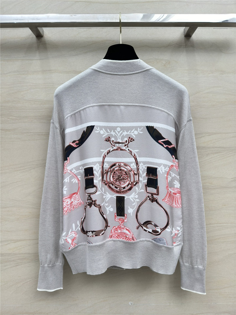 H**me5 grey patchwork silk cashmere cardigan