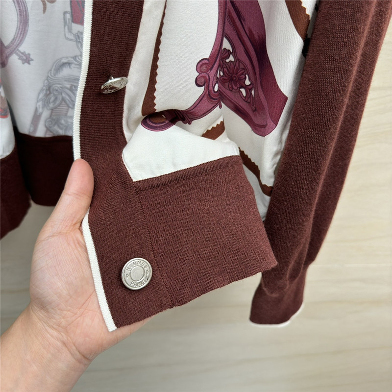 H**me5 red patchwork silk cashmere cardigan