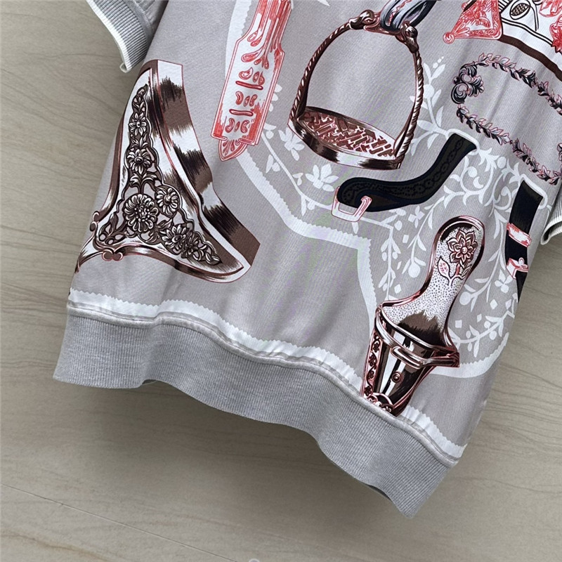 H**me5 patchwork silk cashmere t-shirt in grey