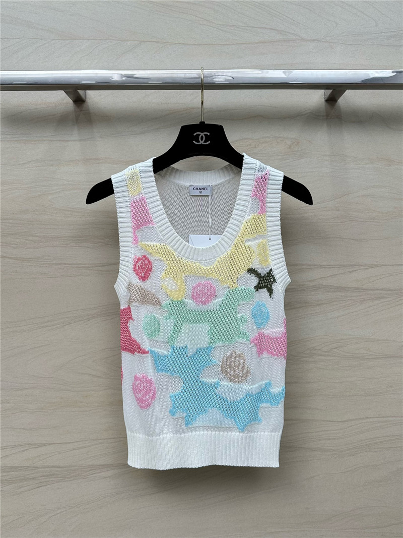 Ch**el colorful jacquard knitted vest