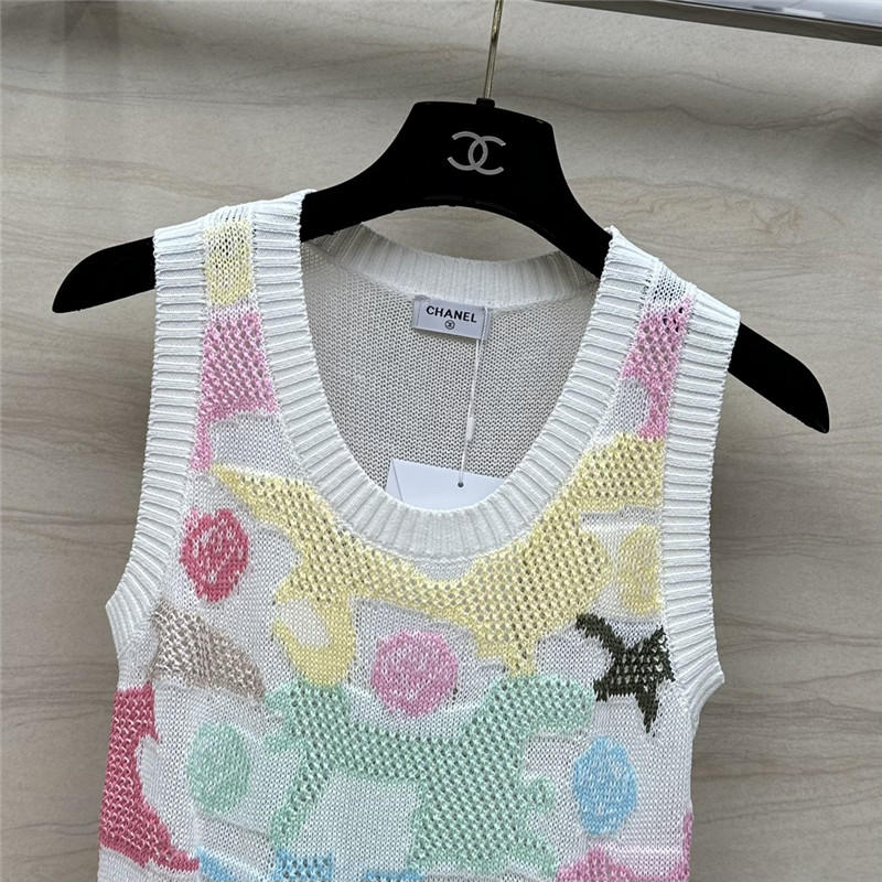 Ch**el colorful jacquard knitted vest