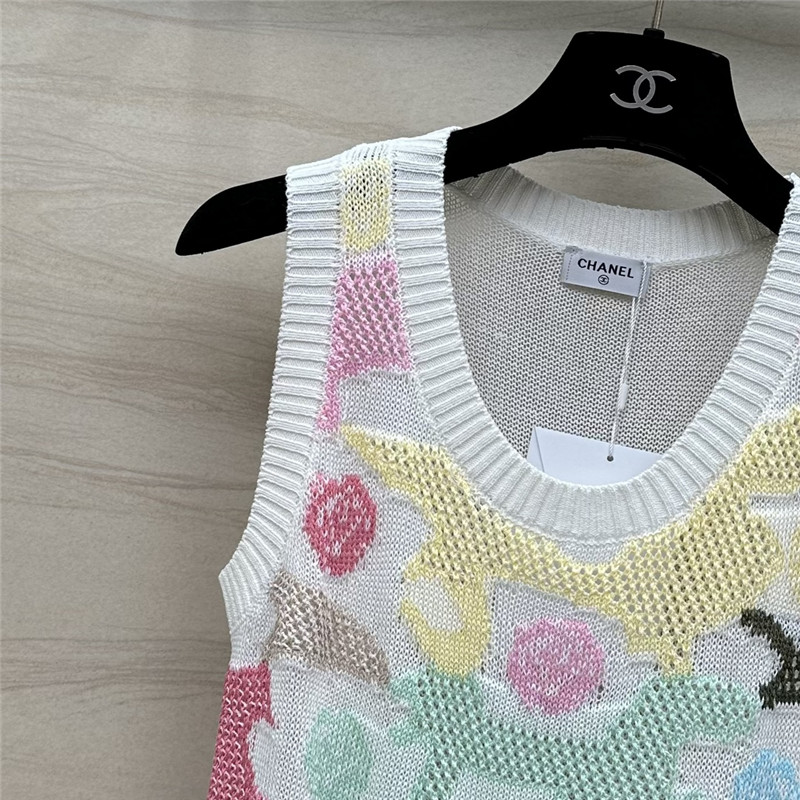 Ch**el colorful jacquard knitted vest