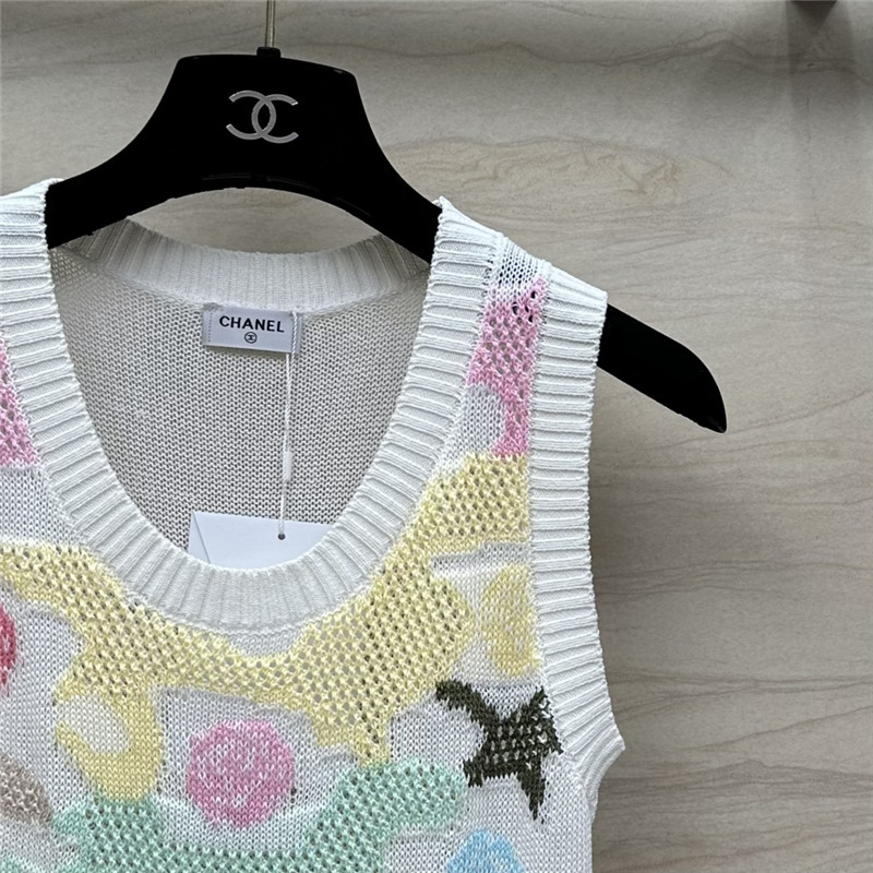 Ch**el colorful jacquard knitted vest