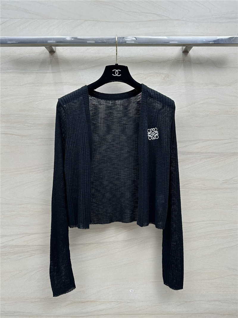 L0ew* black linen yarn cardigan