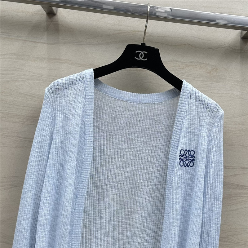 L0ew* blue linen yarn cardigan