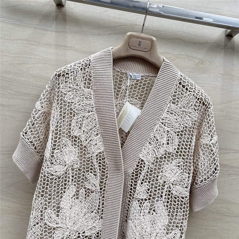 BC Hollow Embroidered Cardigan Beige