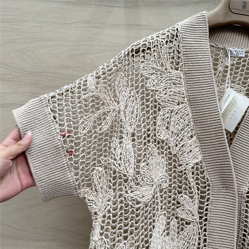 BC Hollow Embroidered Cardigan Beige